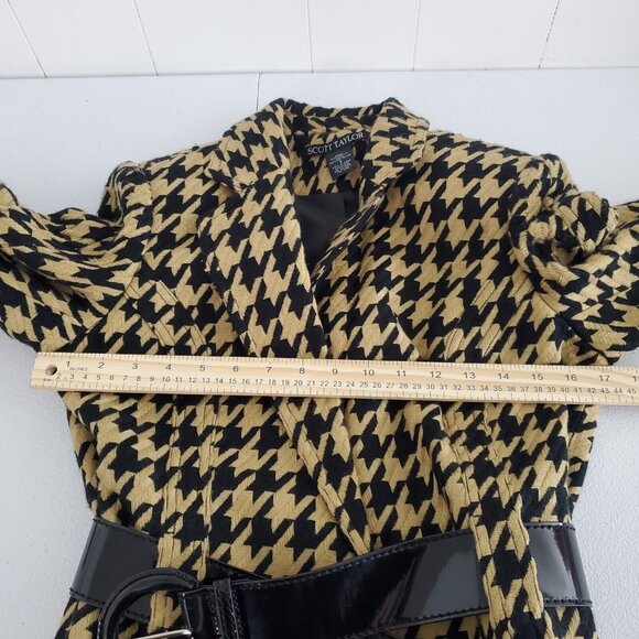 Scott Taylor Womens Vintage Camel Houndstooth Wide Belted Blazer Size S 80's - Picture 5 of 9